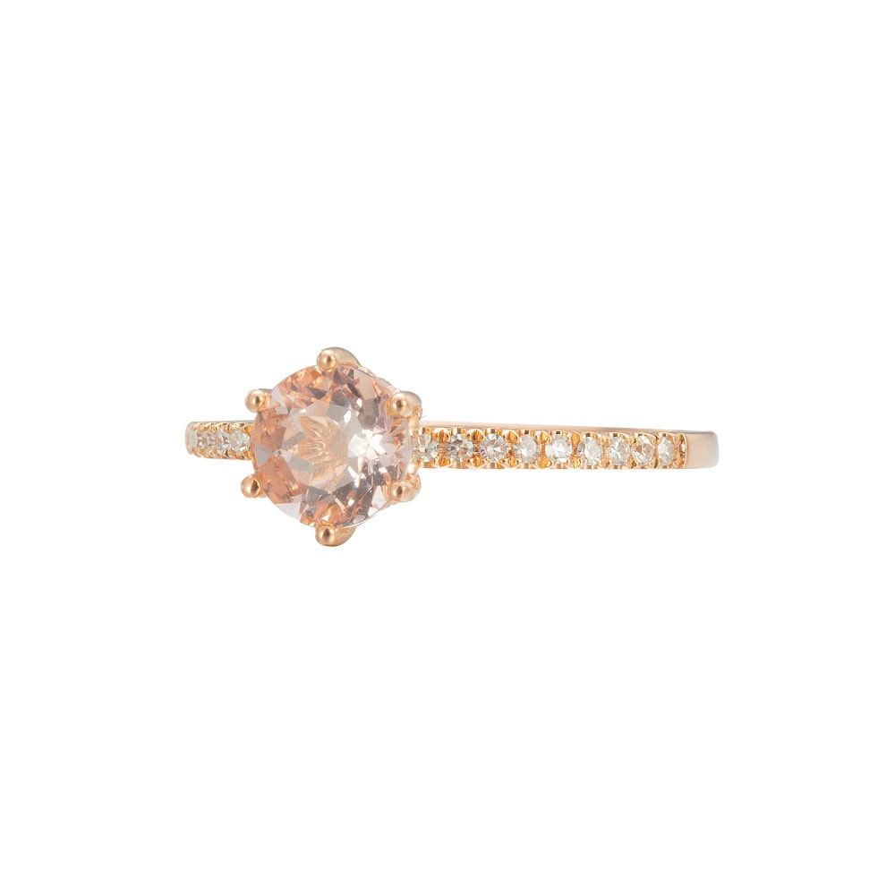 Round Cut Morganite Engagement Ring - Lillian - Image 2