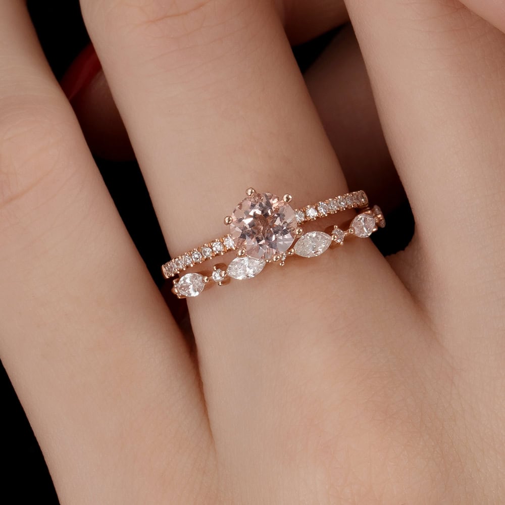 Round Cut Morganite Engagement Ring - Lillian - Image 4