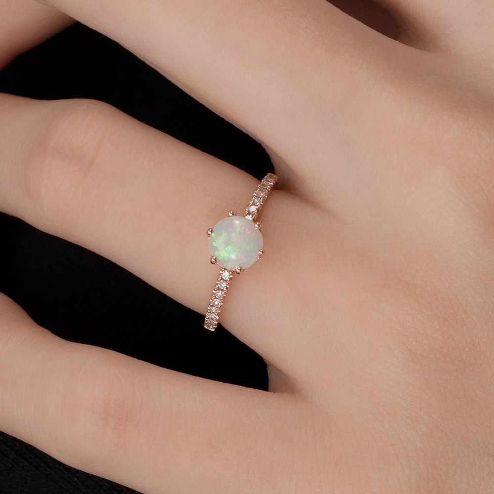 Round Cut Opal Engagement Ring - Ariana - Image 4