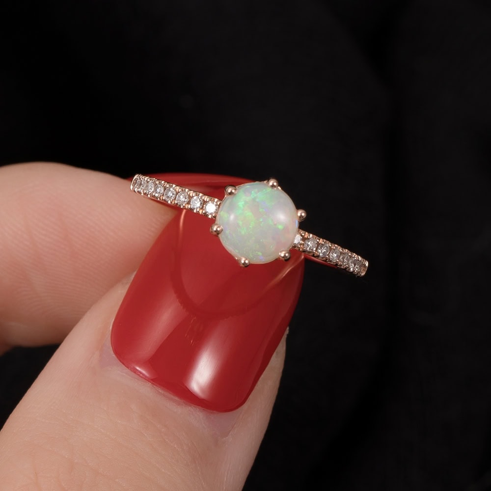 Round Cut Opal Engagement Ring - Ariana - Image 3