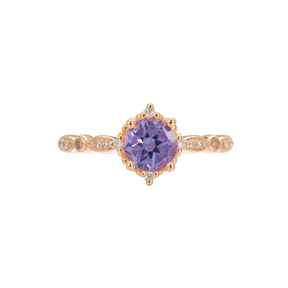 Round Cut Vintage Alexandrite Engagement Ring – Miriam