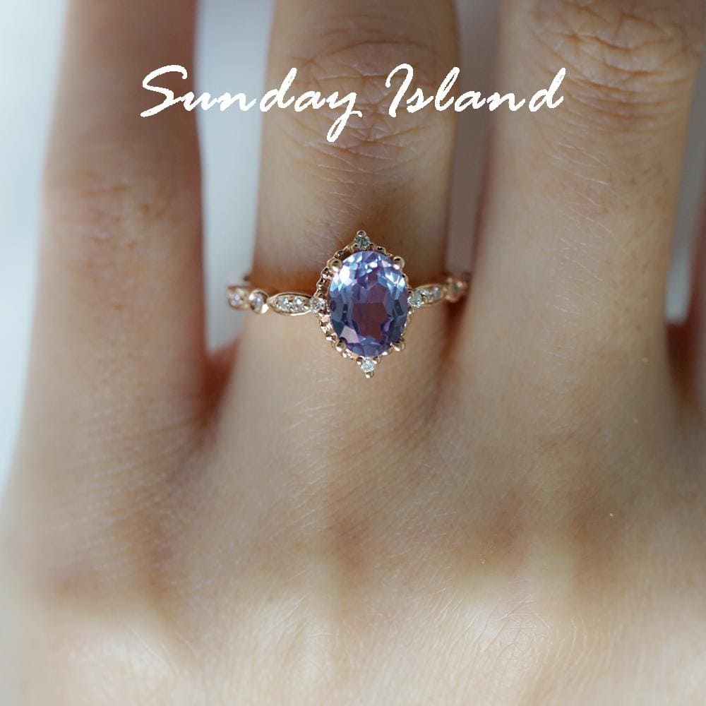 Vintage Oval Alexandrite Engagement Ring - Minerva - Image 5