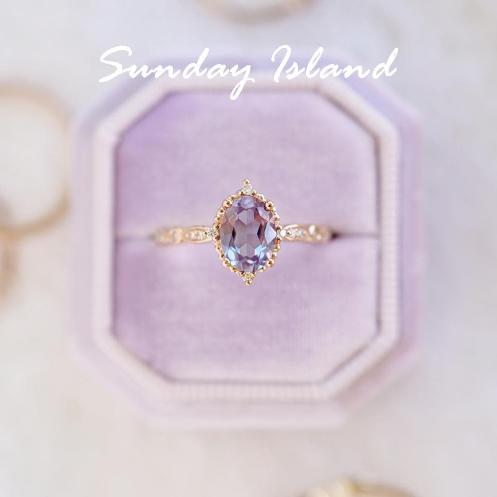 Vintage Oval Alexandrite Engagement Ring - Minerva - Image 3