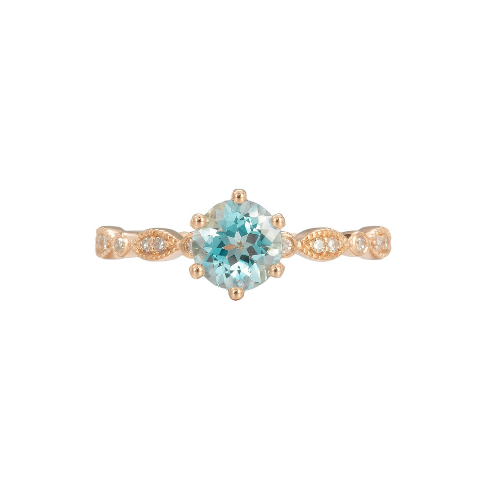 Vintage Round Aquamarine Ring- Mira