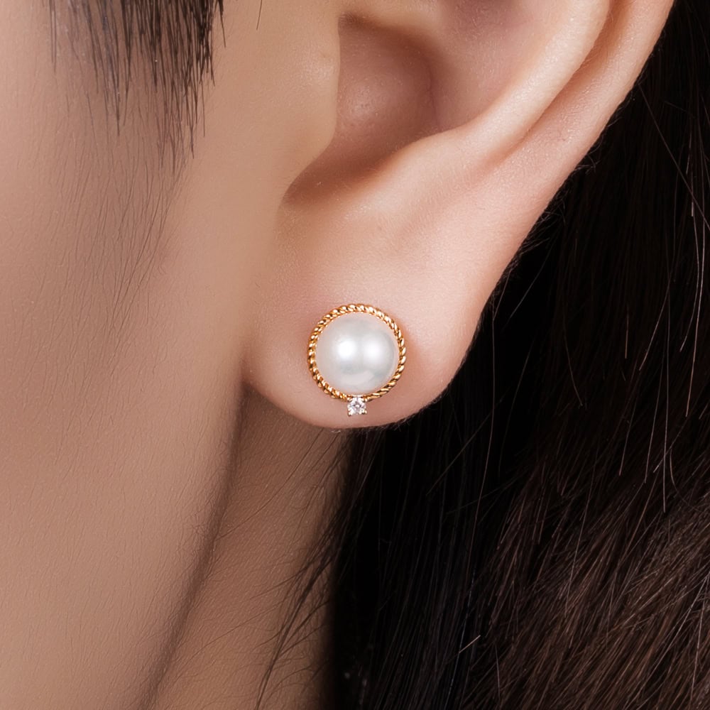 Akoya Pearl Diamond Earring - Georgette - Image 3
