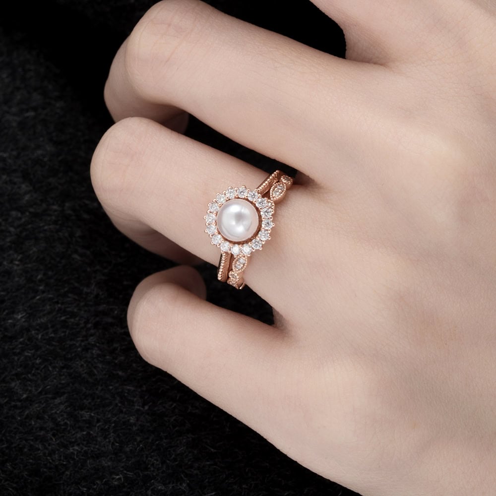 Akoya Pearl Halo Ring - Yua - Image 4