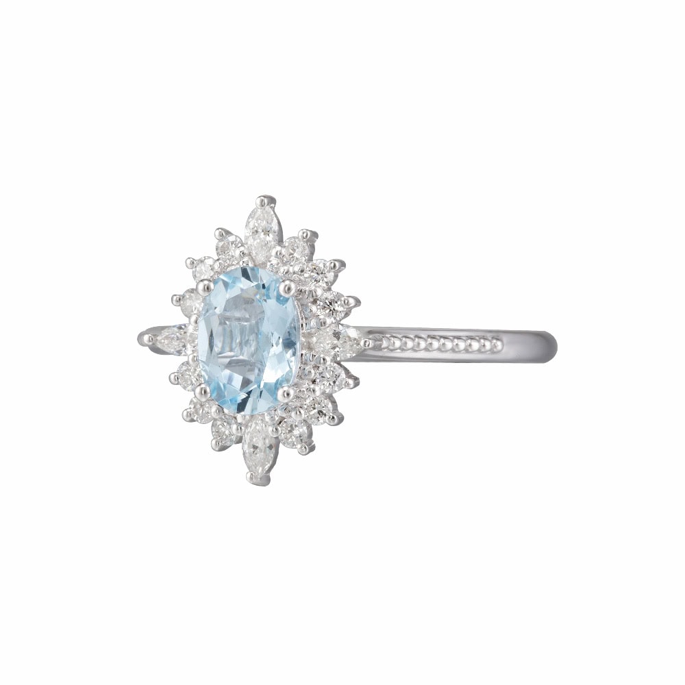 Art Deco Oval Aquamarine Ring - Marcelline - Image 2