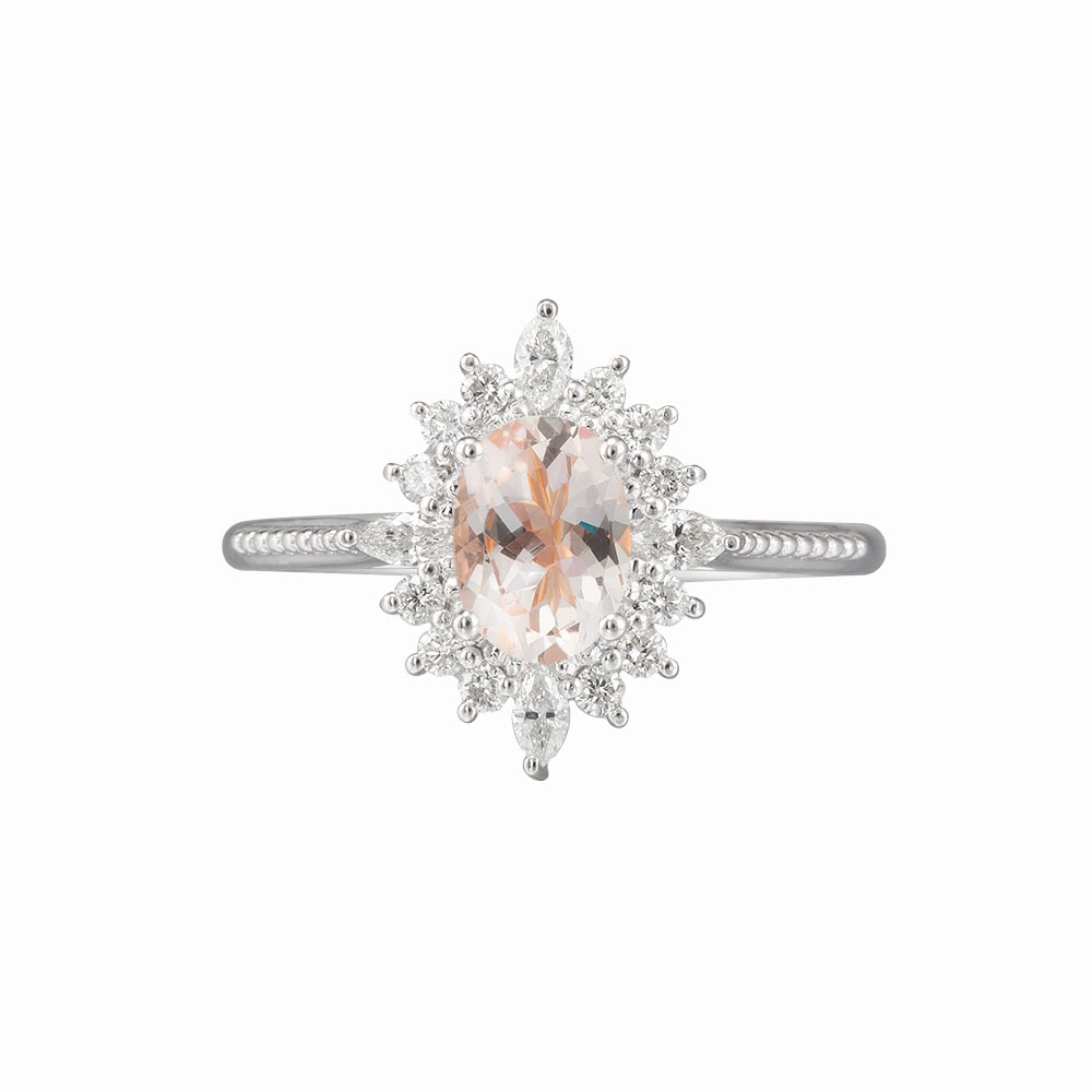 Art Deco Oval Morganite Ring - Louise