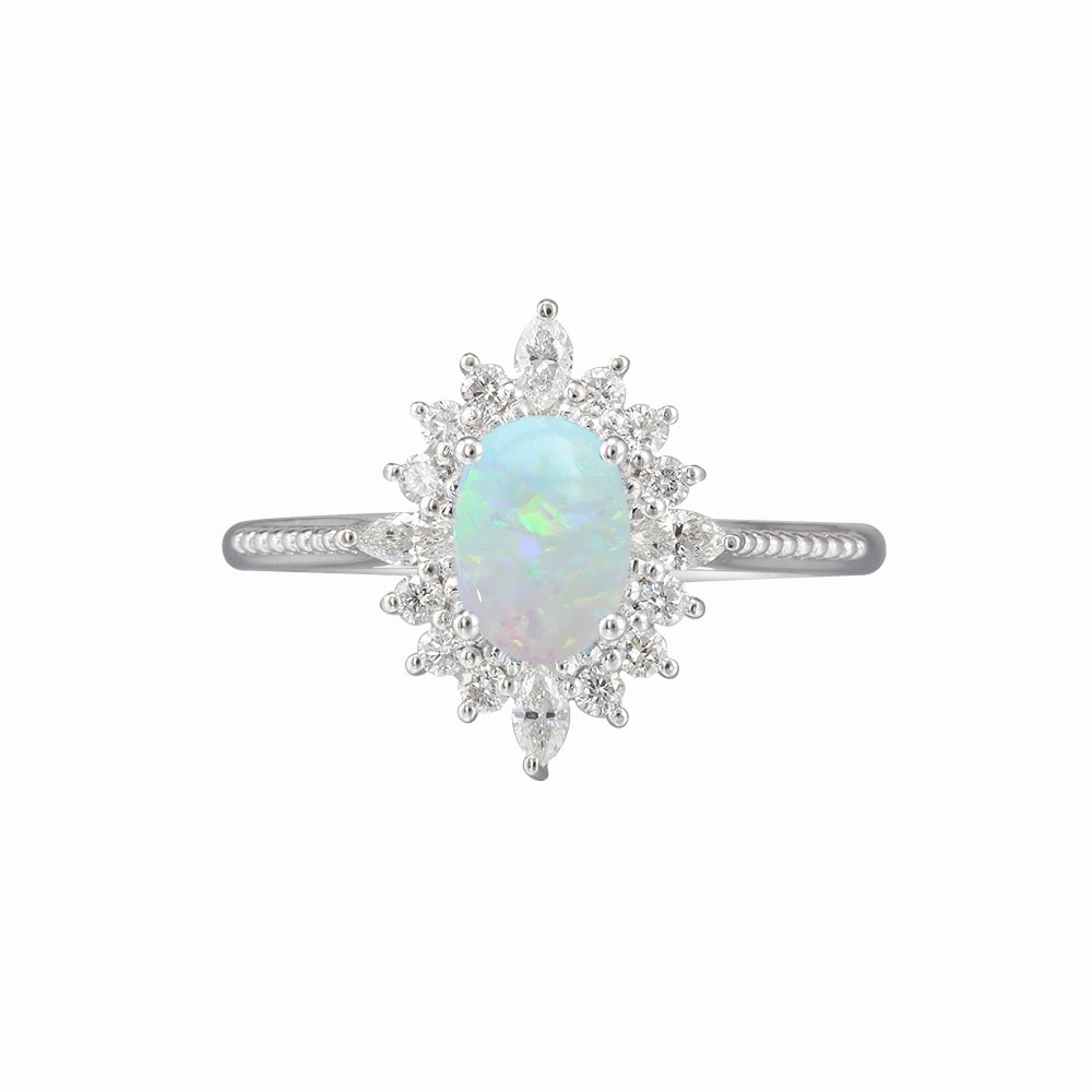 Art Deco Oval Opal Ring - Elizabeth