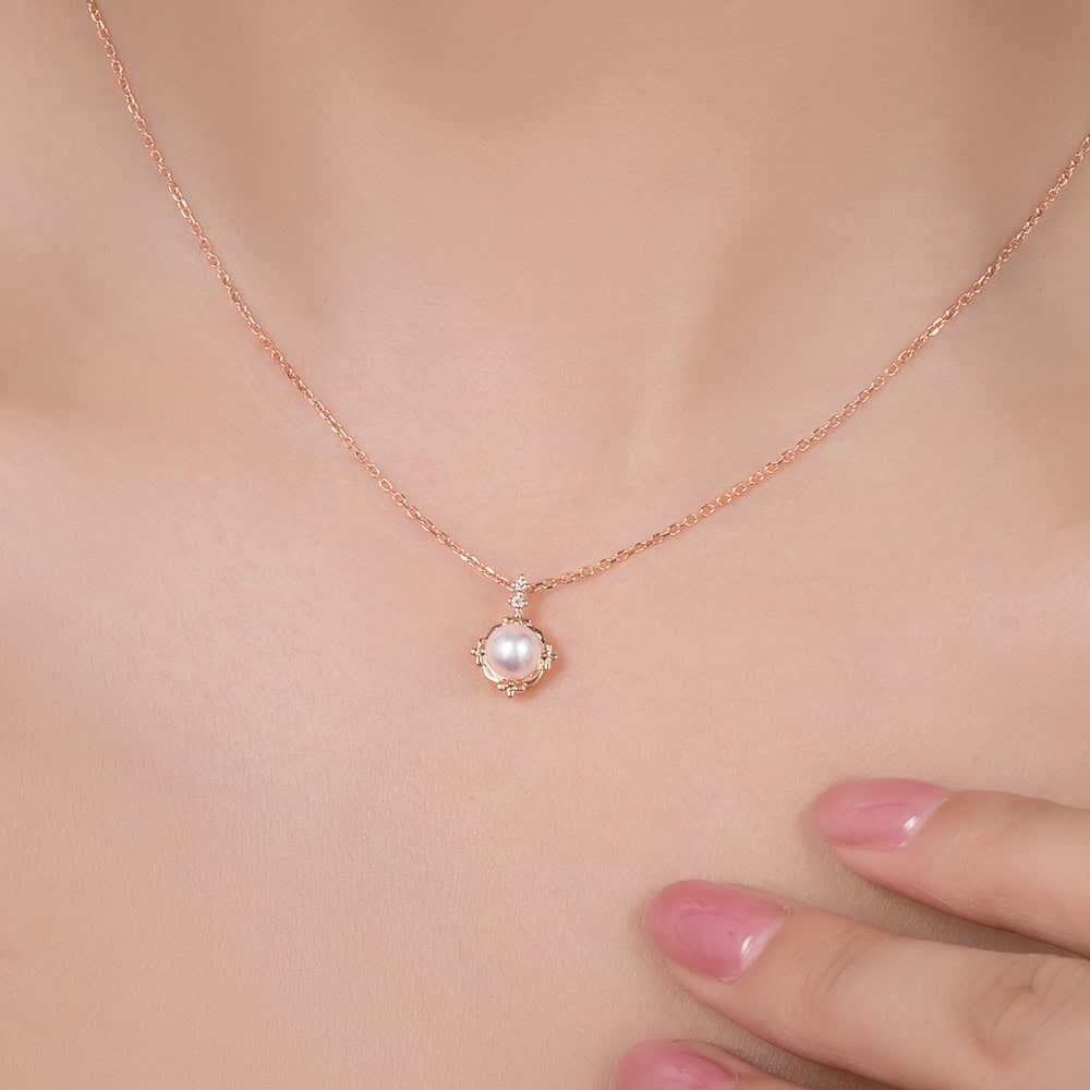 Diamond Akoya Pearl Necklace - Sora - Image 3