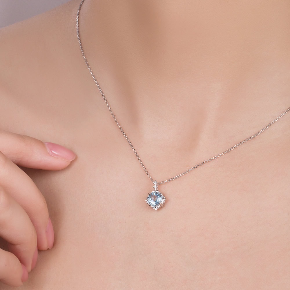 Diamond Aquamarine Necklace - Doris - Image 2