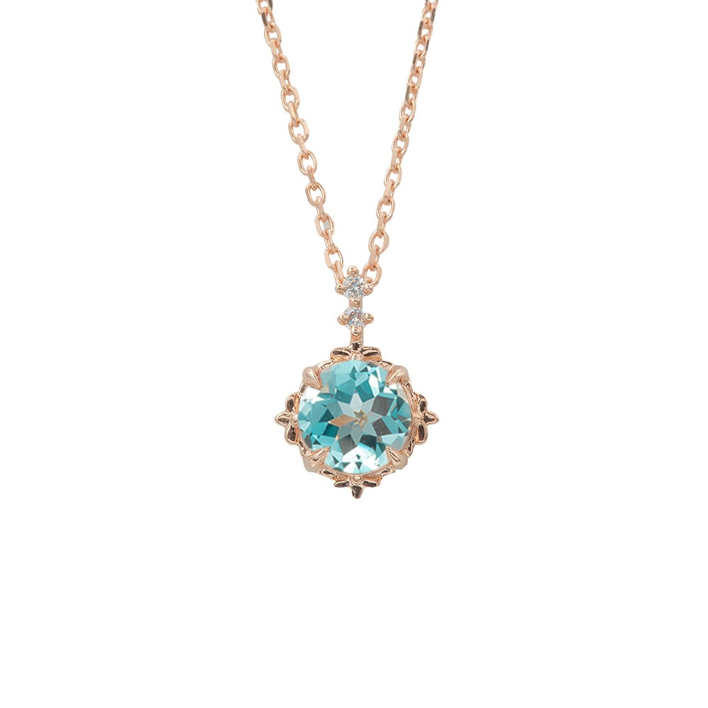 Diamond Aquamarine Necklace - Doris