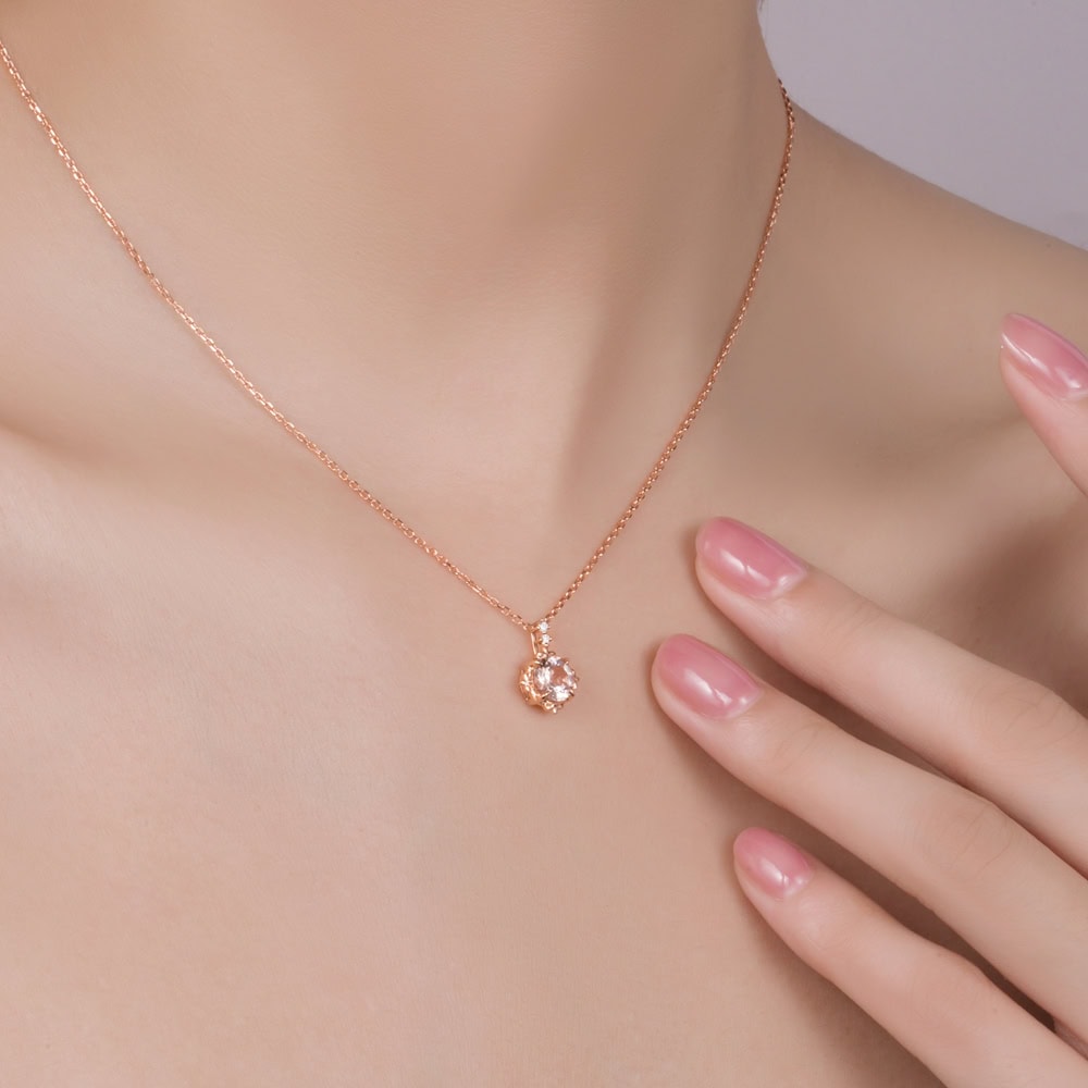Diamond Morganite Necklace - Lotta - Image 3