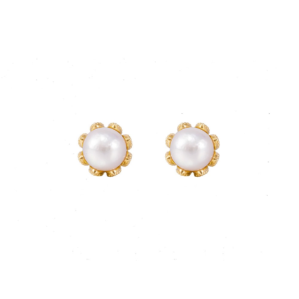 Diamond Pearl Stud Earrings - Aki