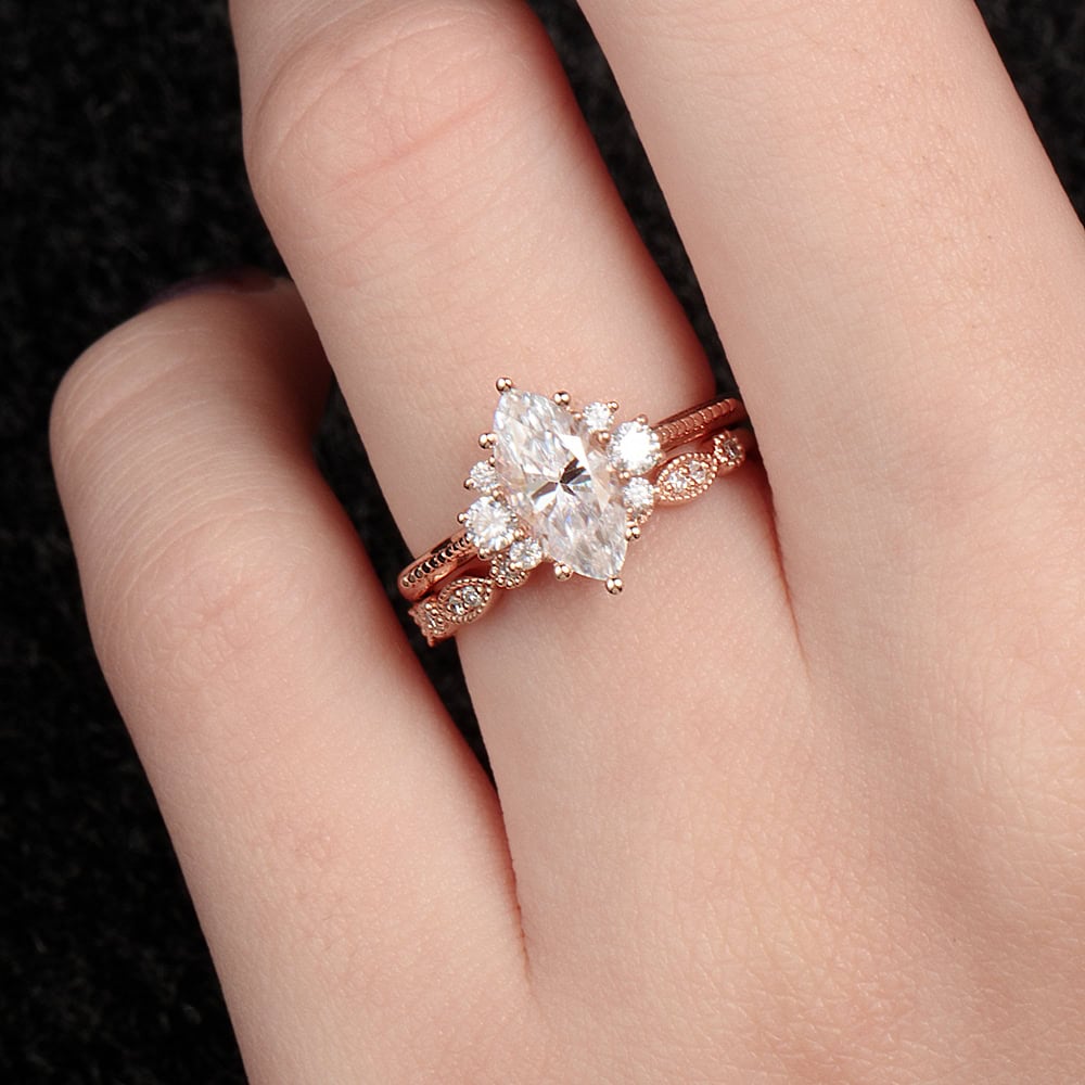 Marquise Cut Moissanite Ring - Brooklyn - Image 4