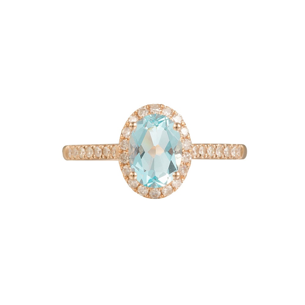 Oval Aquamarine Halo Ring - Kendra