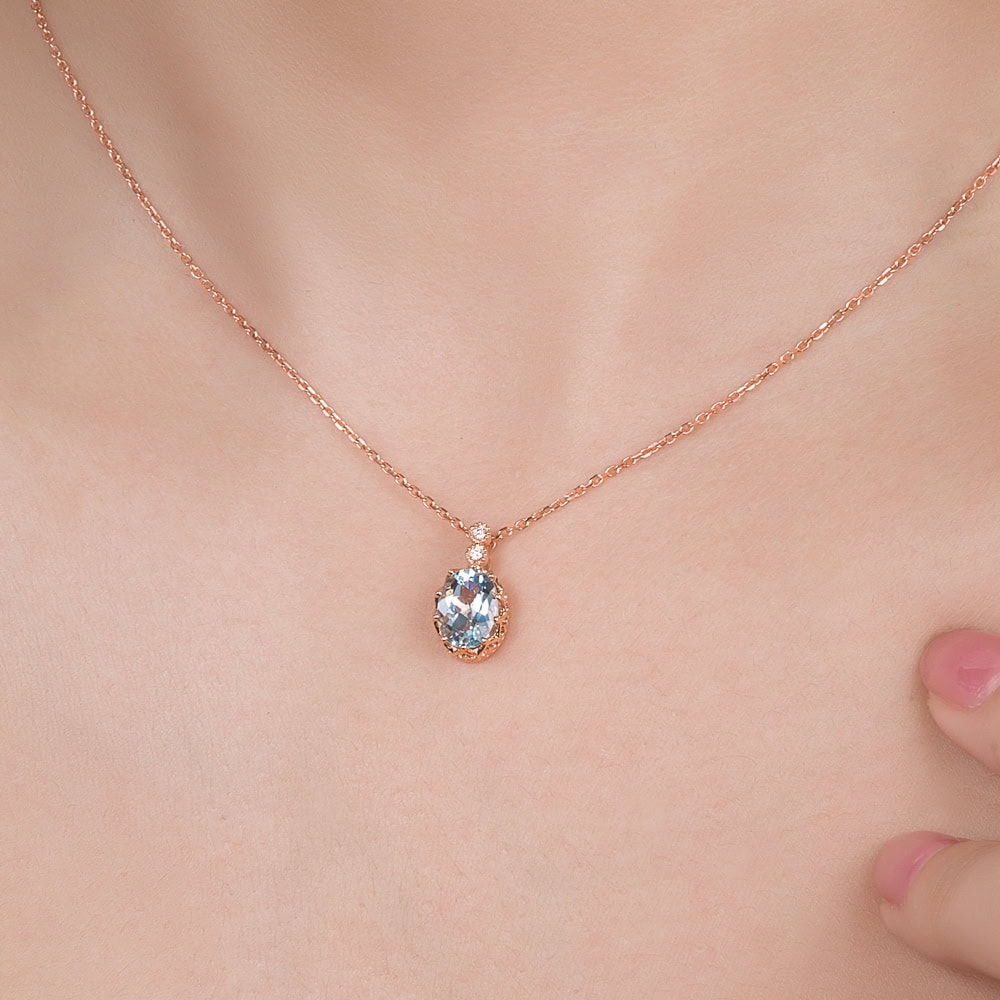 Oval Aquamarine Necklace - Lake - Image 2