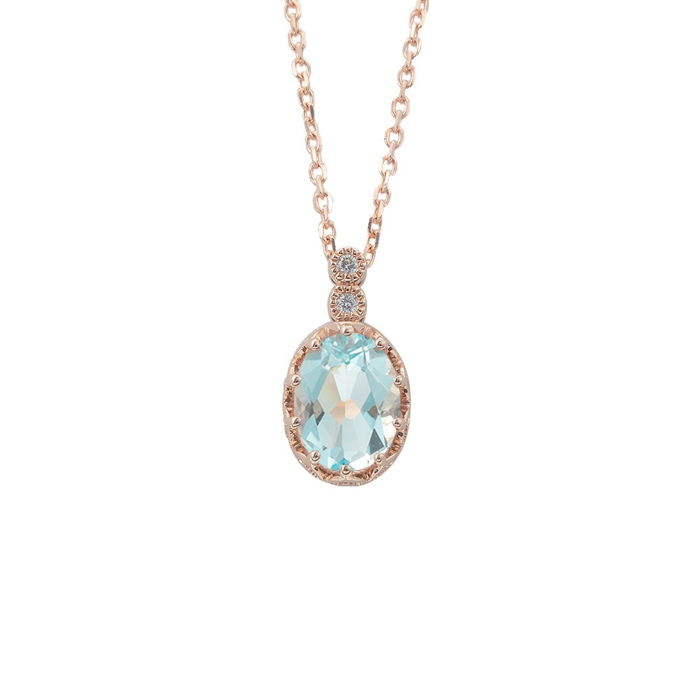 Oval Aquamarine Necklace - Lake