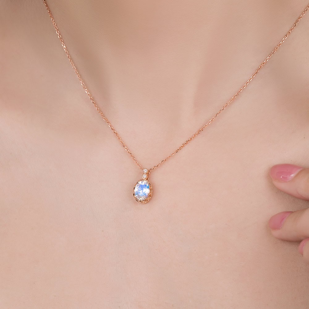 Oval Moonstone Necklace - Rita - Image 3