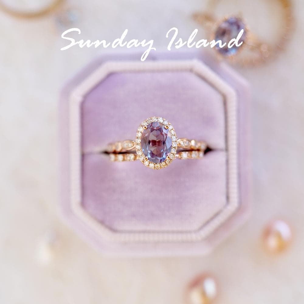 Oval Cut Alexandrite Halo Ring - Blakely - Image 2