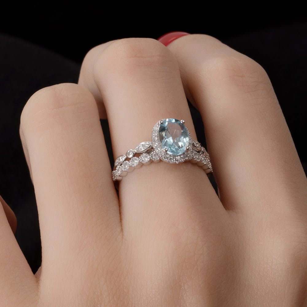 Oval Cut Australian Opal Halo Ring - Juliana - Image 10