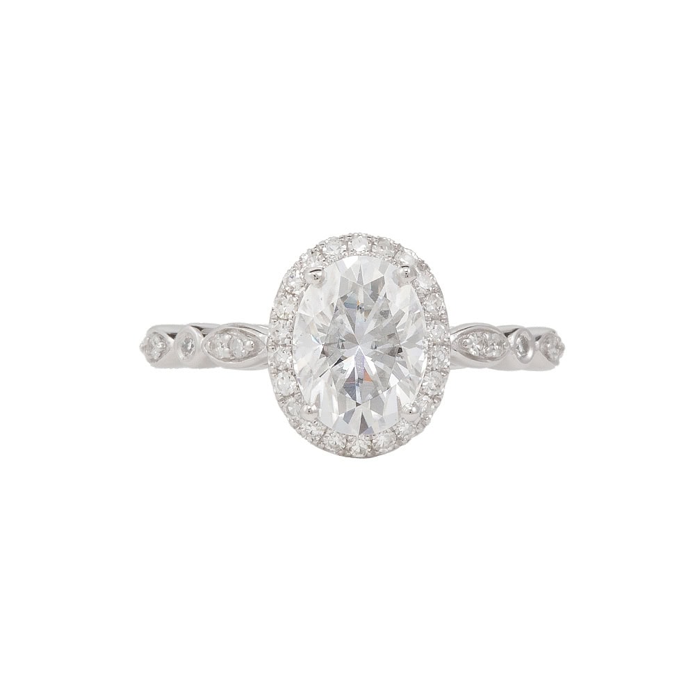 Oval Cut Moissanite Halo Ring - Piper