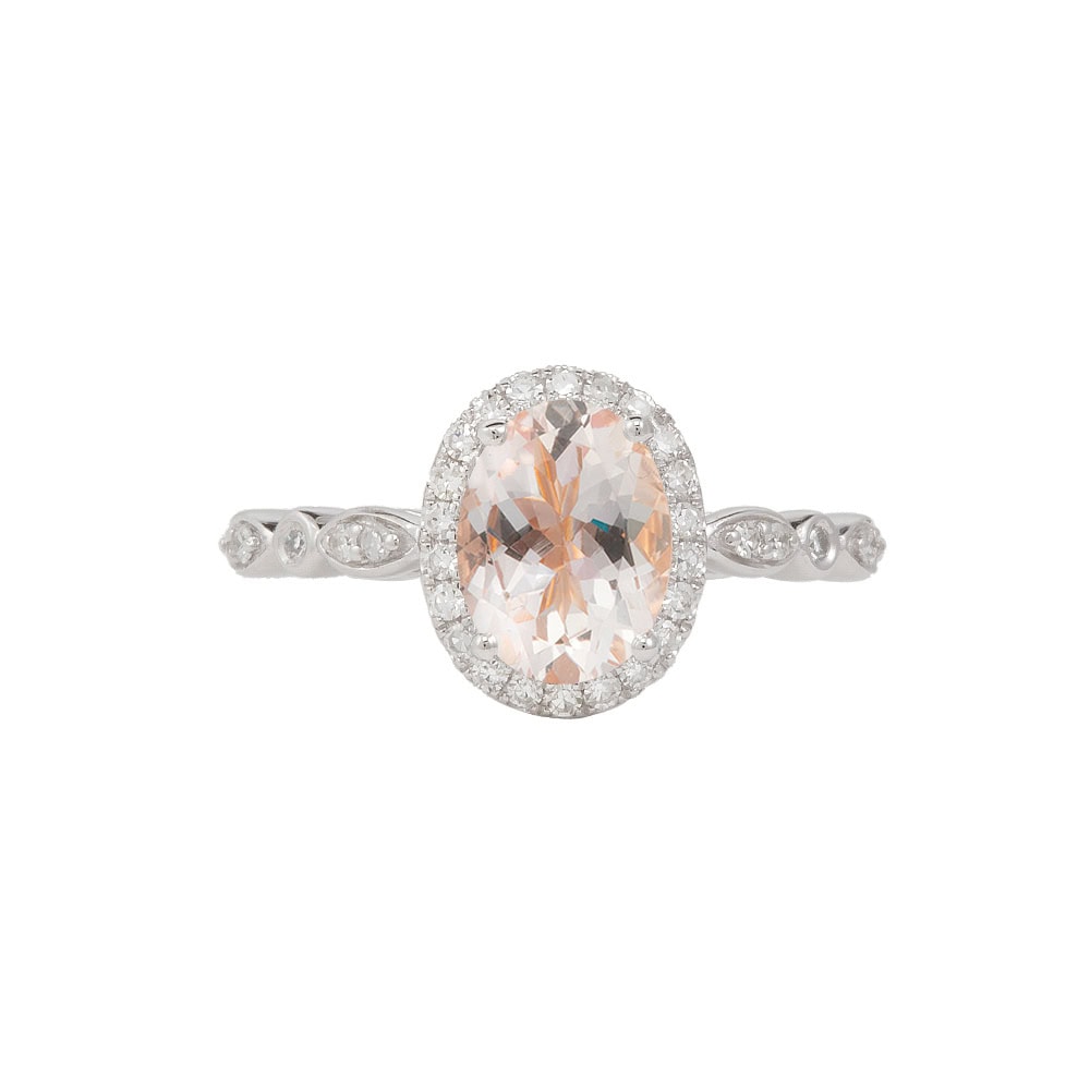 Oval Cut Morganite Halo Ring - Everly