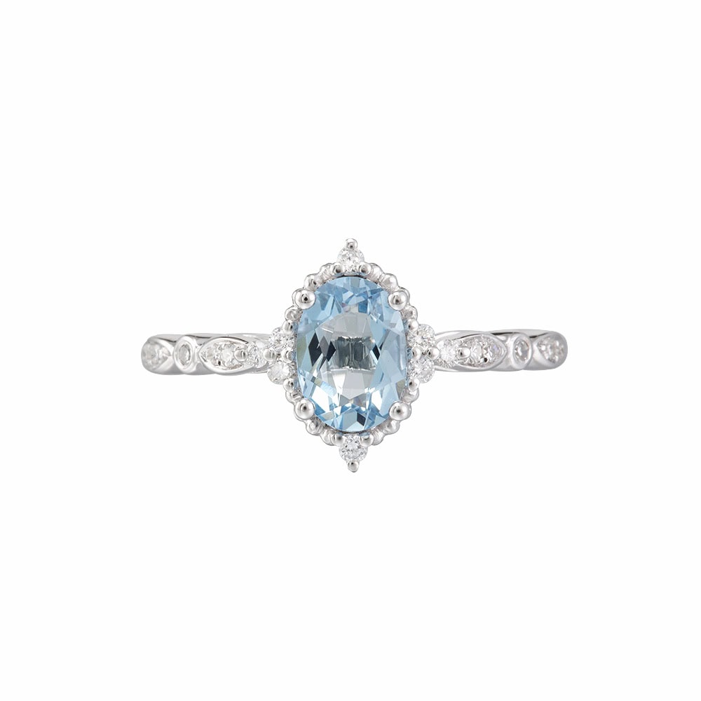 Oval Cut Vintage Aquamarine Ring - Carly