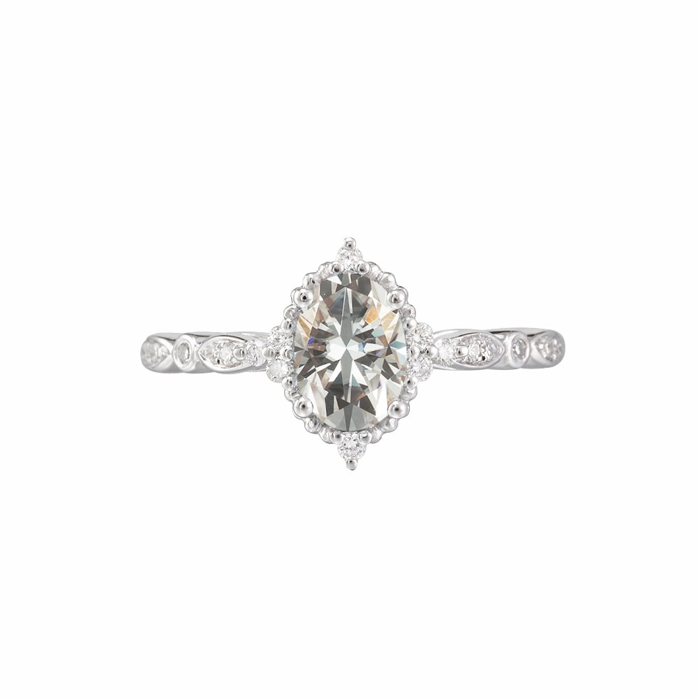 Oval Cut Vintage Moissanite Ring - Lina
