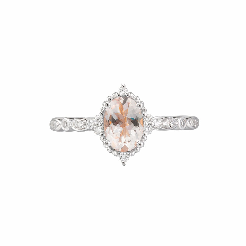 Oval Cut Vintage Morganite Ring - Amara
