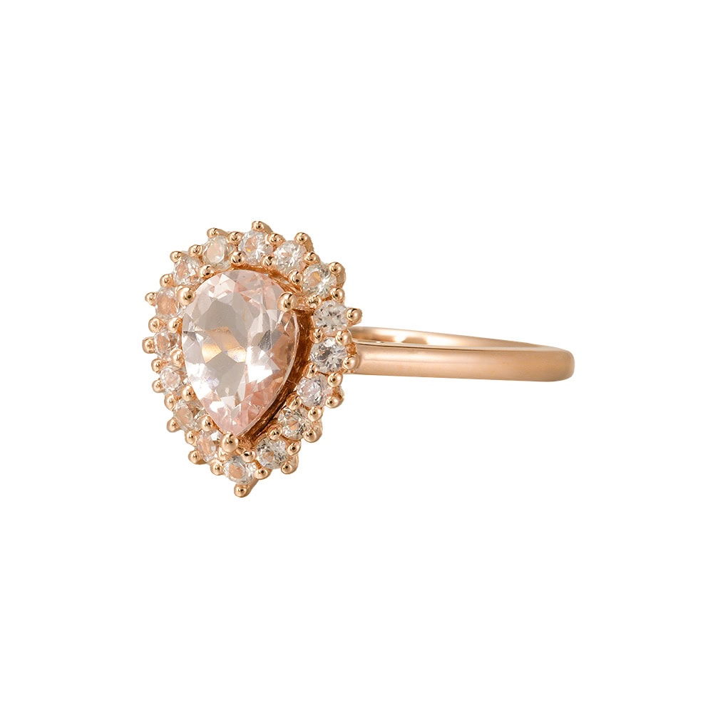 Pear Cut Morganite Halo Ring - Jeanne - Image 2