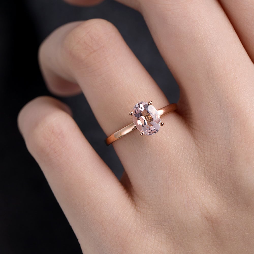 Solitaire Oval Morganite Ring - Ida - Image 3