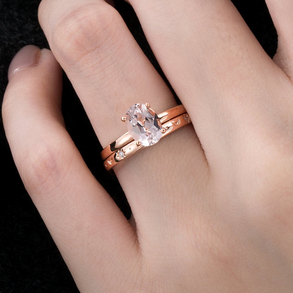 Solitaire Oval Morganite Ring - Ida - Image 5