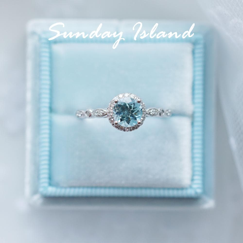 Vintage Aquamarine Halo Ring – Morgan - Image 2