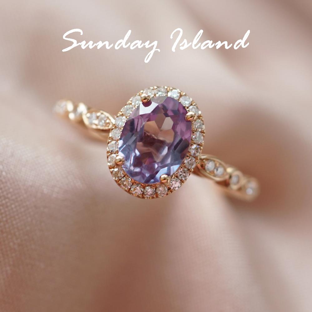 Oval Cut Alexandrite Halo Ring - Blakely - Image 4