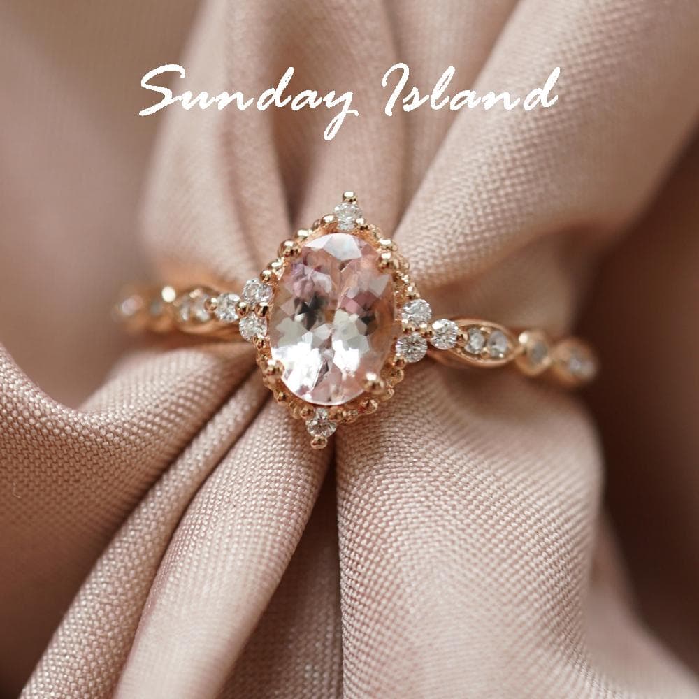 Oval Cut Vintage Morganite Ring - Amara - Image 4