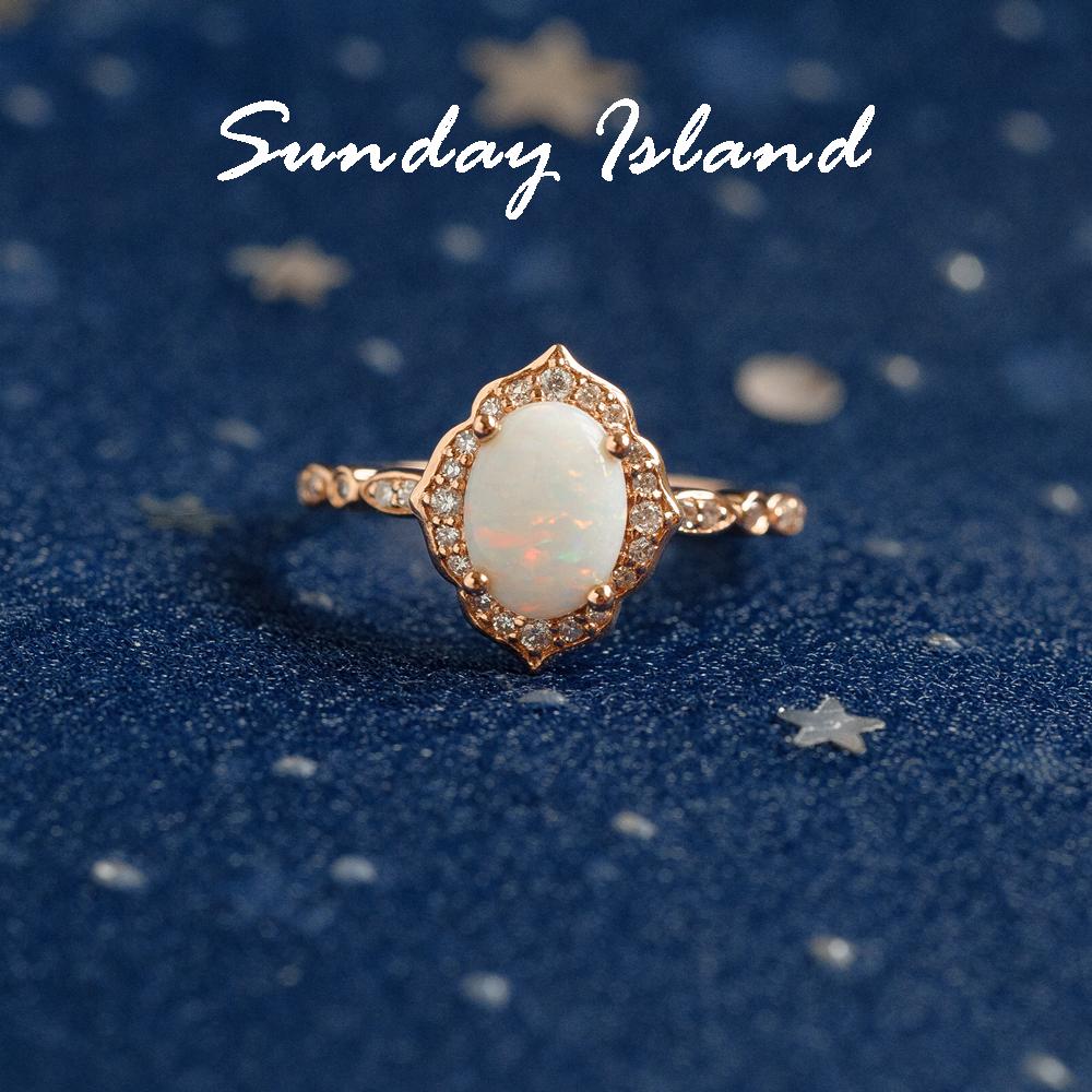 Oval Floral Vintage Opal Ring - Lennox - Image 4