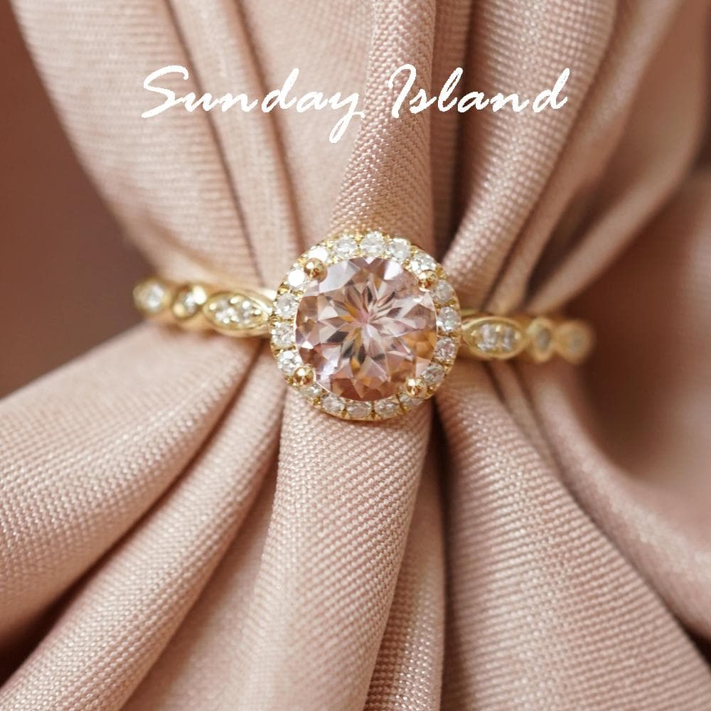 Vintage Morganite Halo Ring – Gisela - Image 2