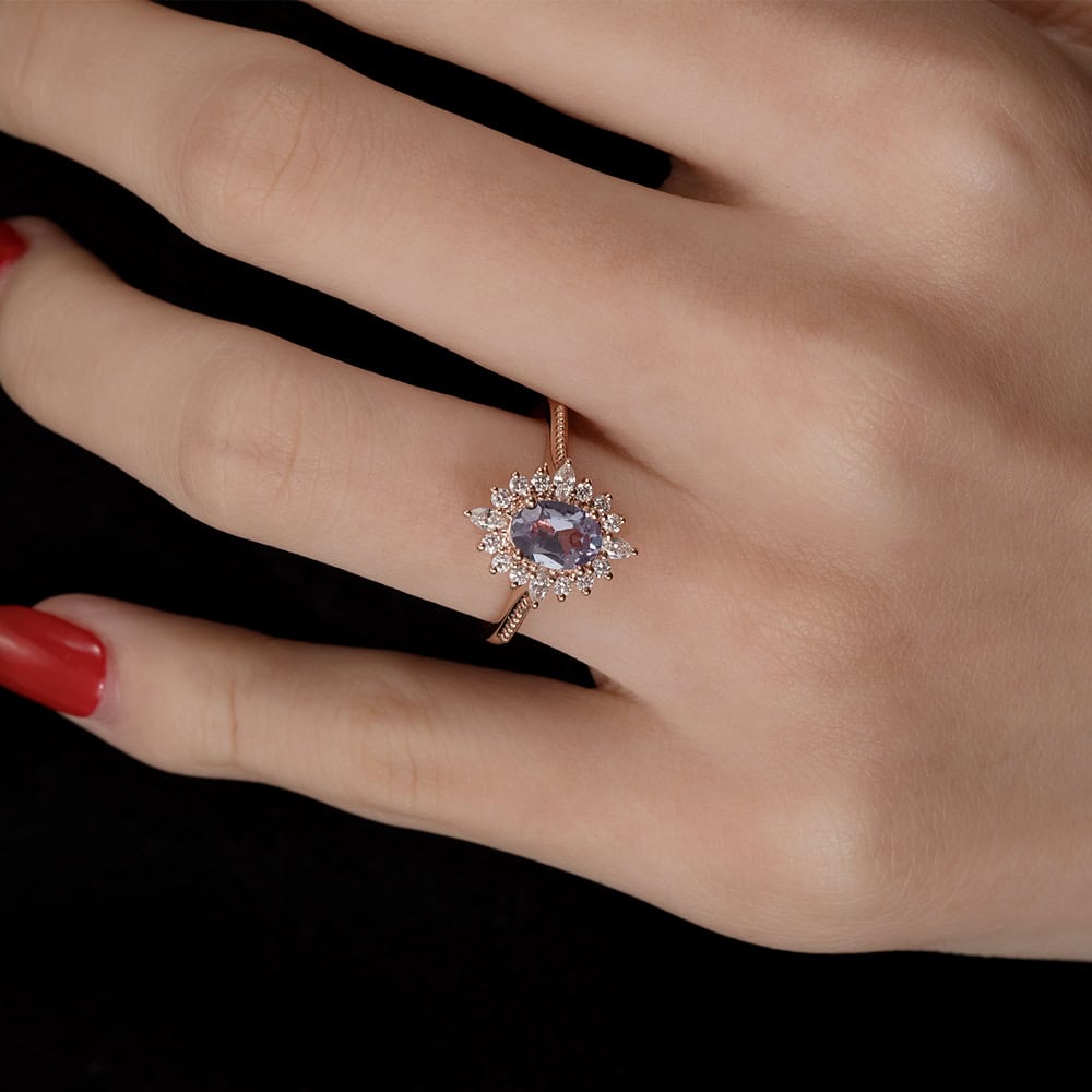 Art Deco Oval Alexandrite Ring - Stella - Image 7