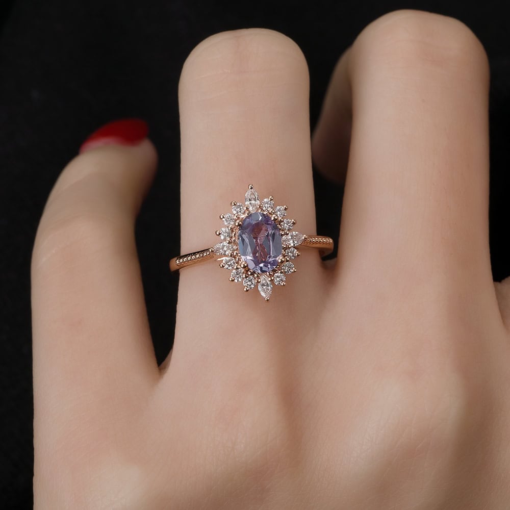 Art Deco Oval Alexandrite Ring - Stella - Image 5