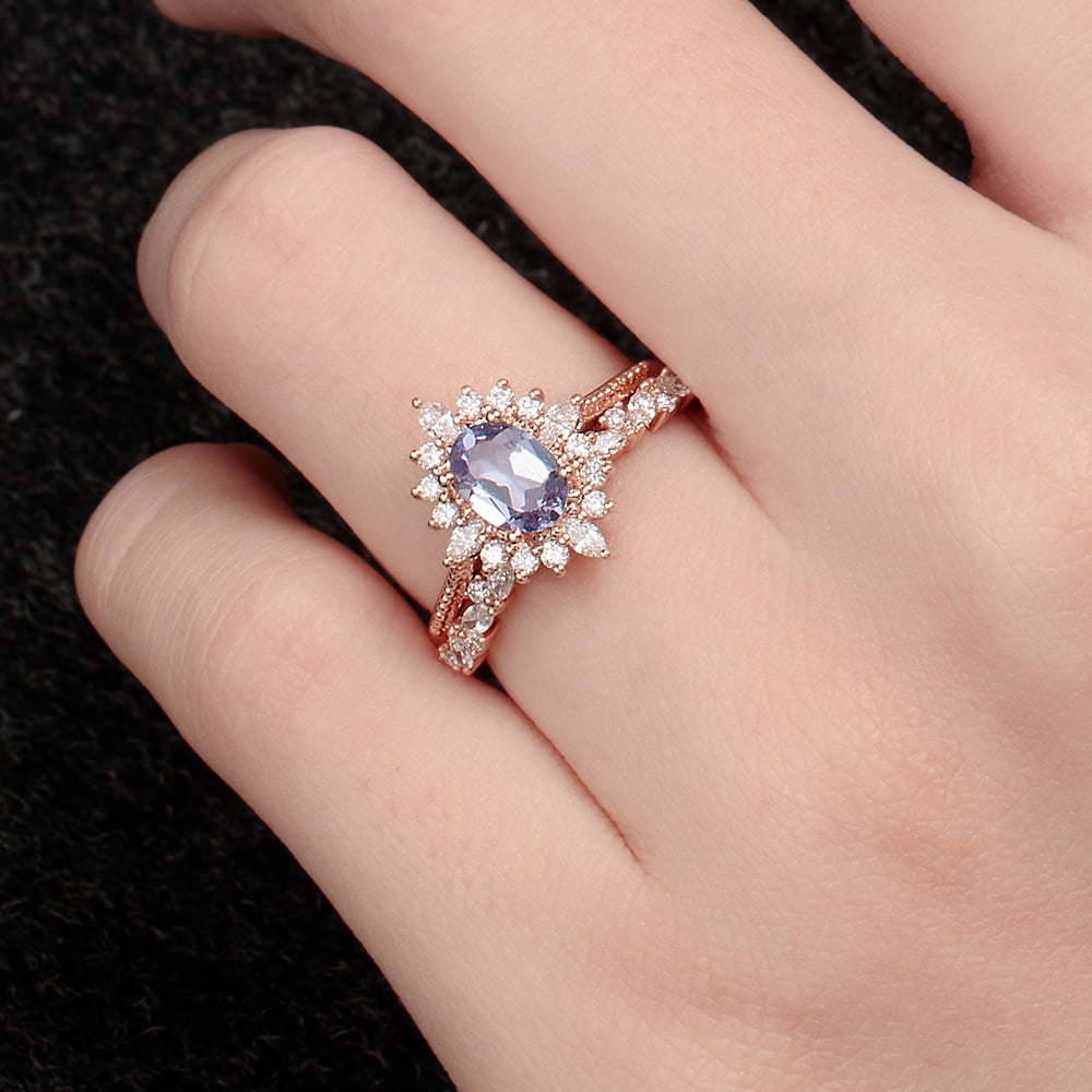 Art Deco Oval Alexandrite Ring - Stella - Image 6