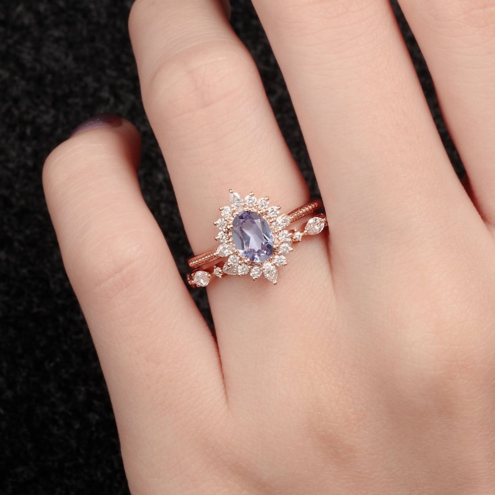 Art Deco Oval Moissanite Ring - Beatrice - Image 5