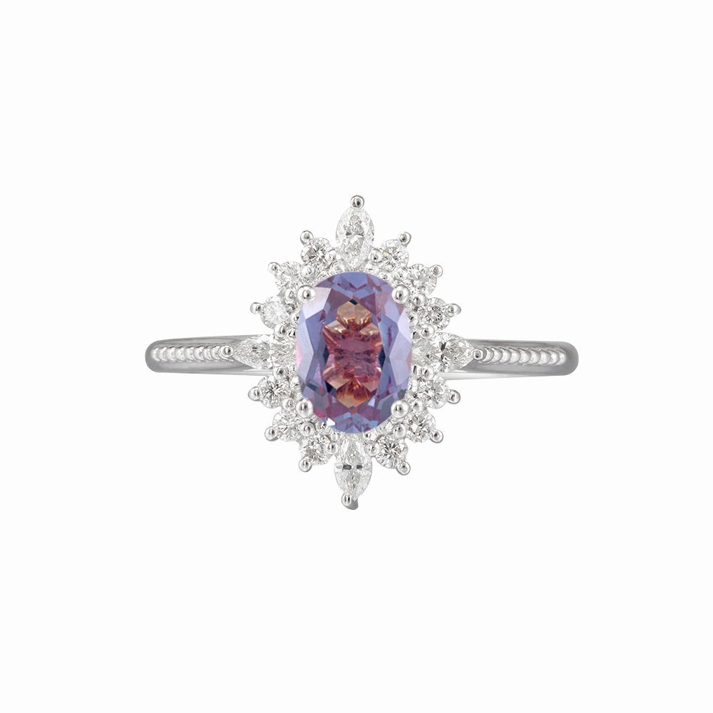 Art Deco Oval Alexandrite Ring - Stella