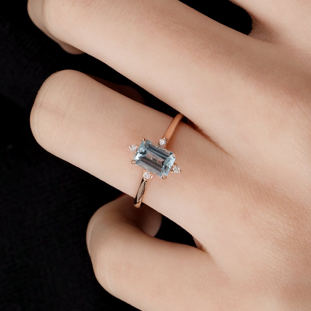 Emerald Cut Aquamarine Ring – Lynn - Image 3