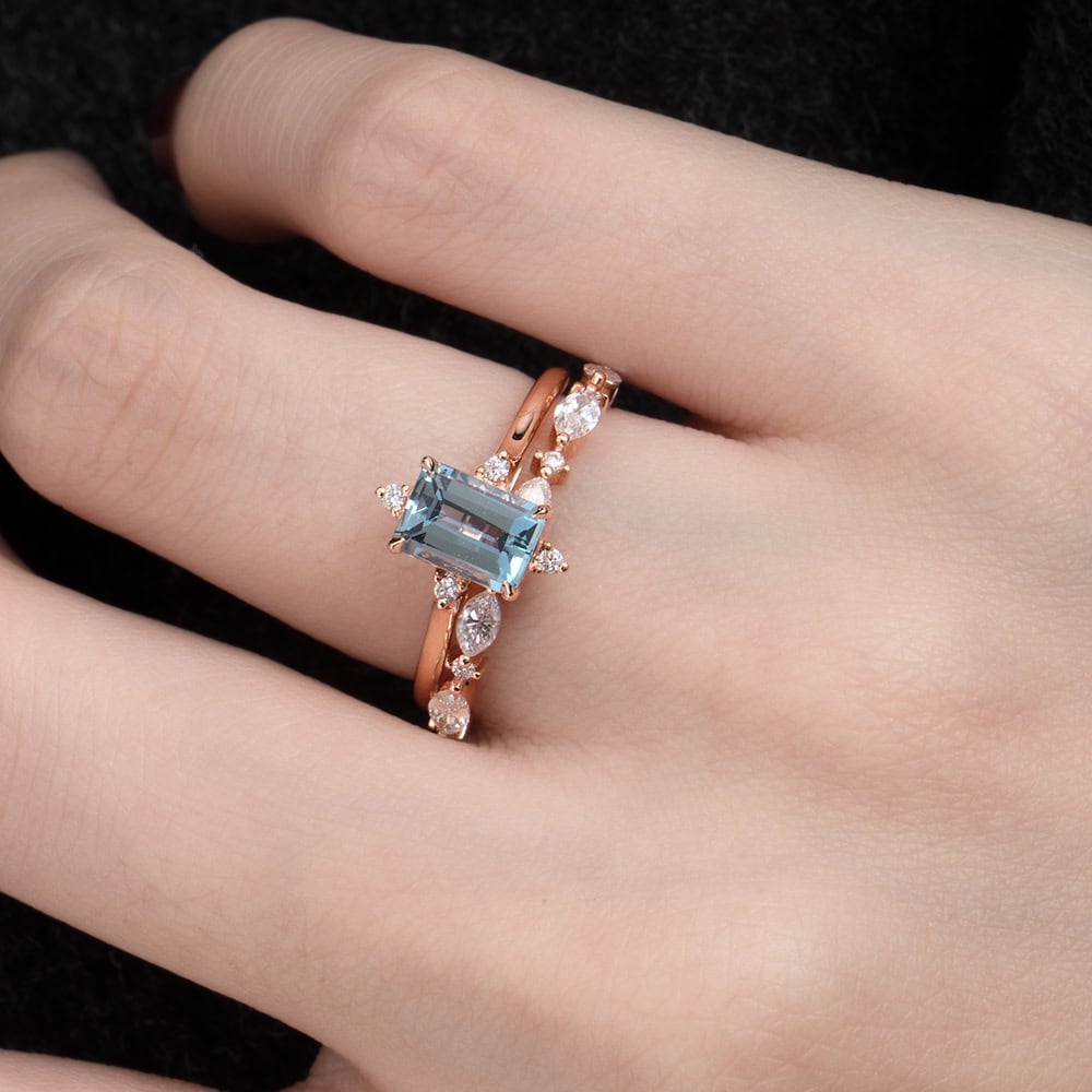Emerald Cut Aquamarine Ring – Lynn - Image 5