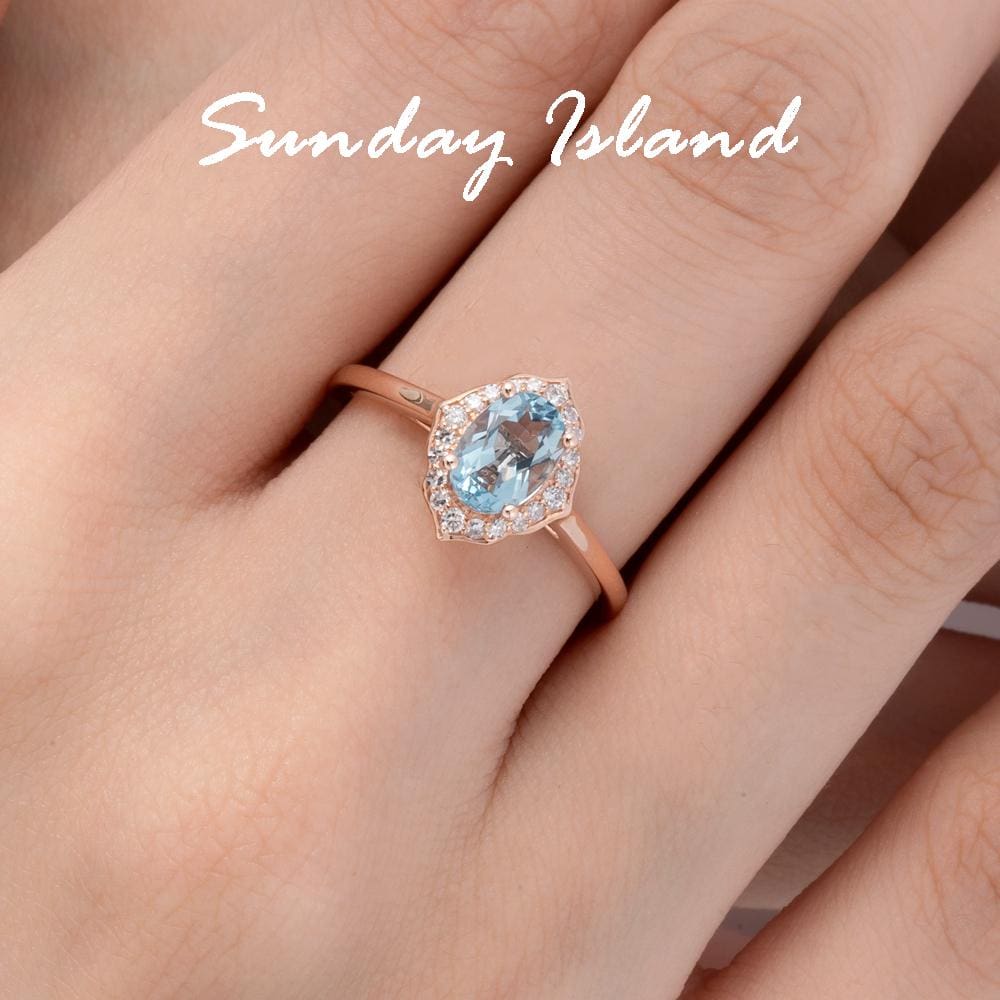 Mini Floral Aquamarine Engagement Ring - Tiziana - Image 4