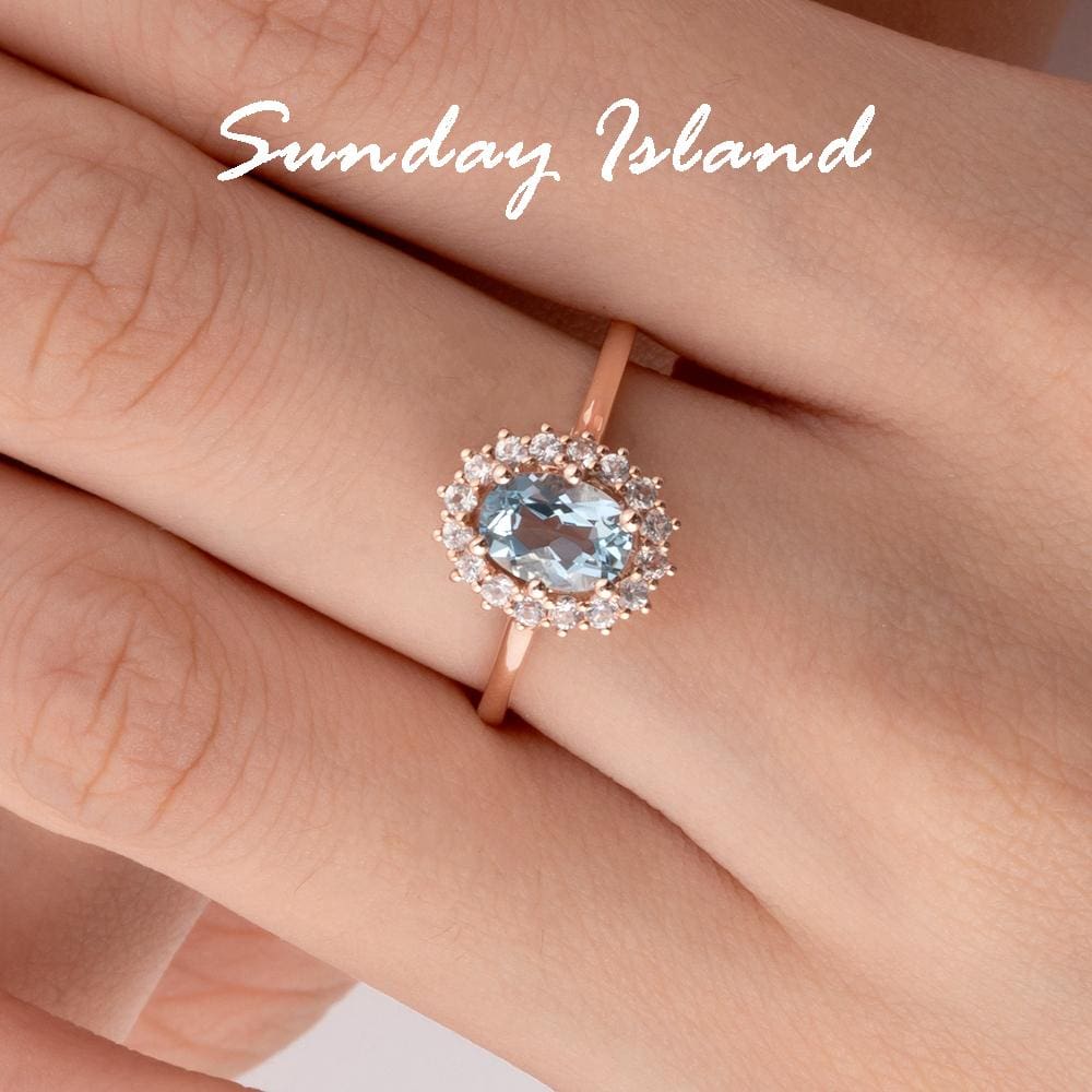 Oval Cut Halo Aquamarine Ring - Monroe - Image 4