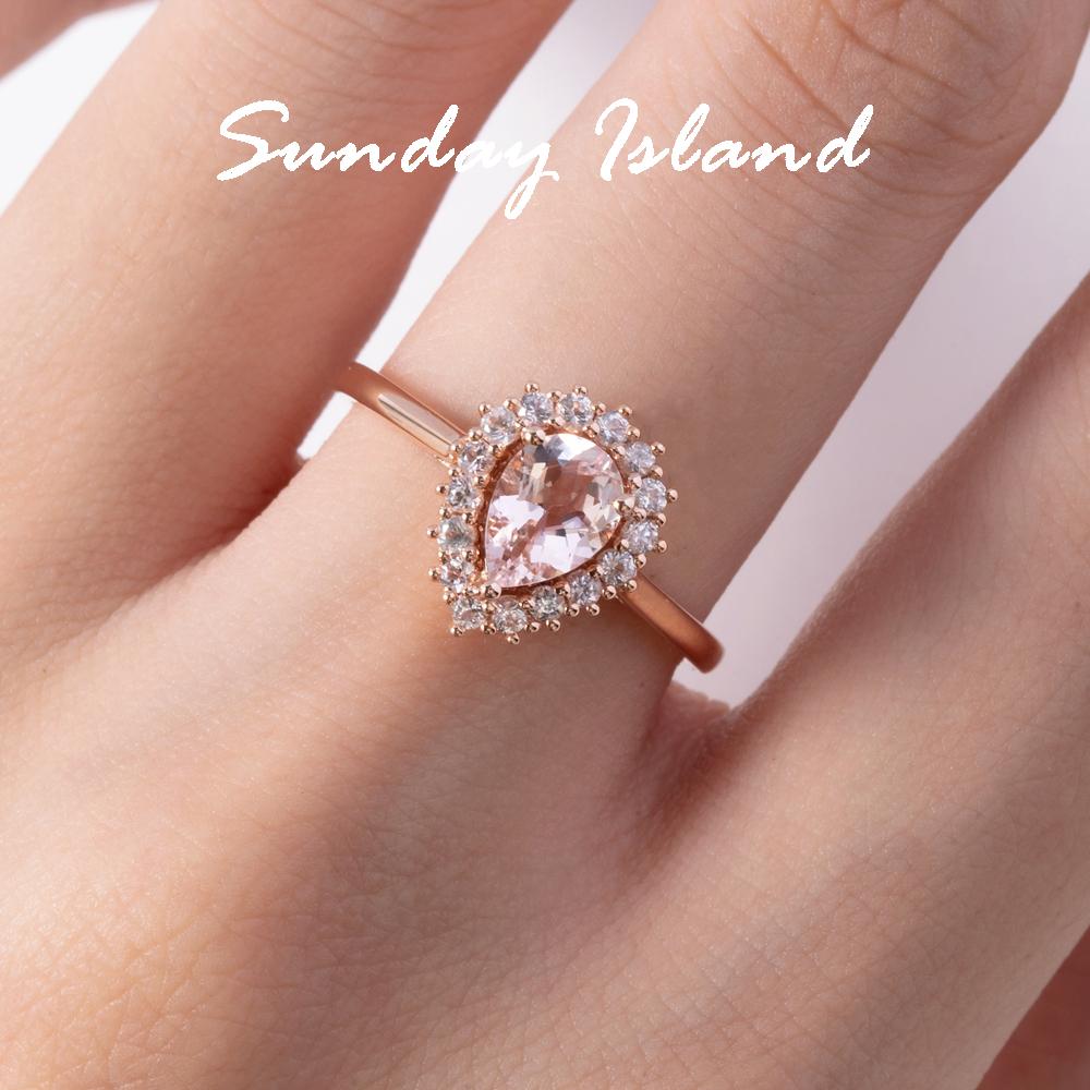 Pear Cut Morganite Halo Ring - Jeanne - Image 3