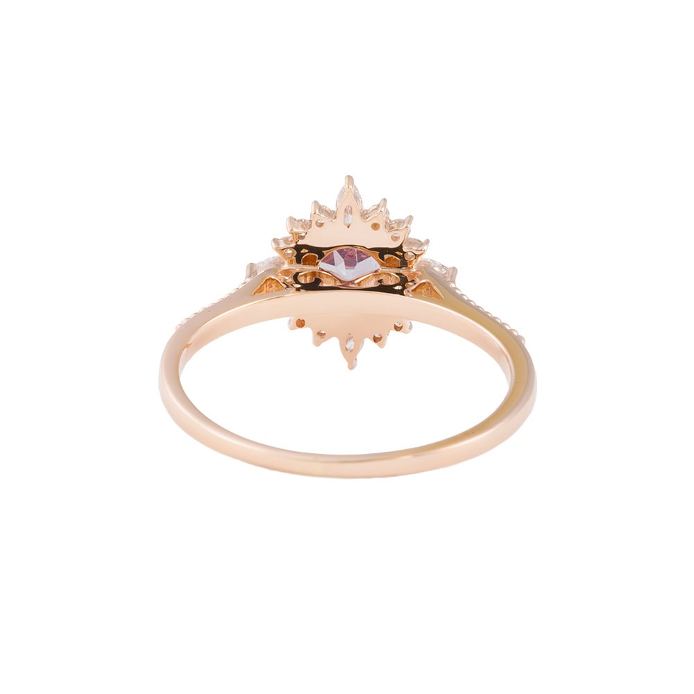 Art Deco Round Morganite Ring – Priscilla - Image 2