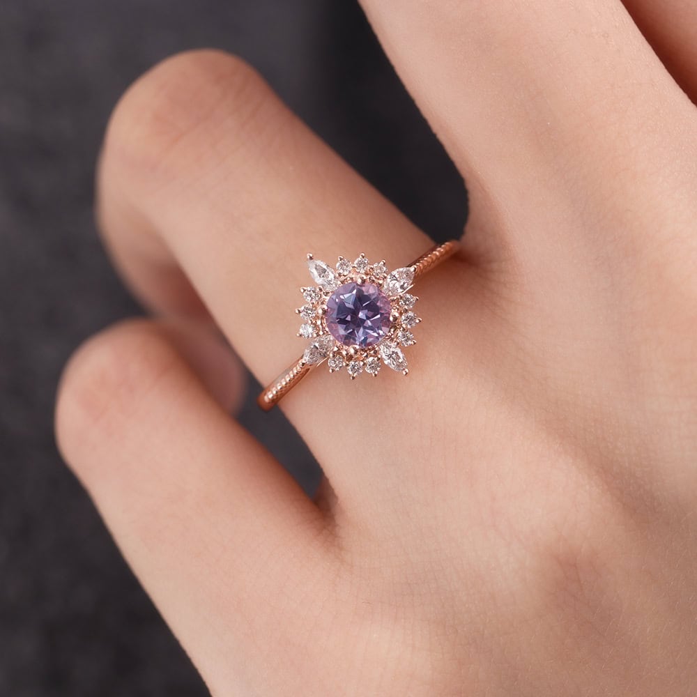 Art Deco Round Alexandrite Ring – Jade - Image 2